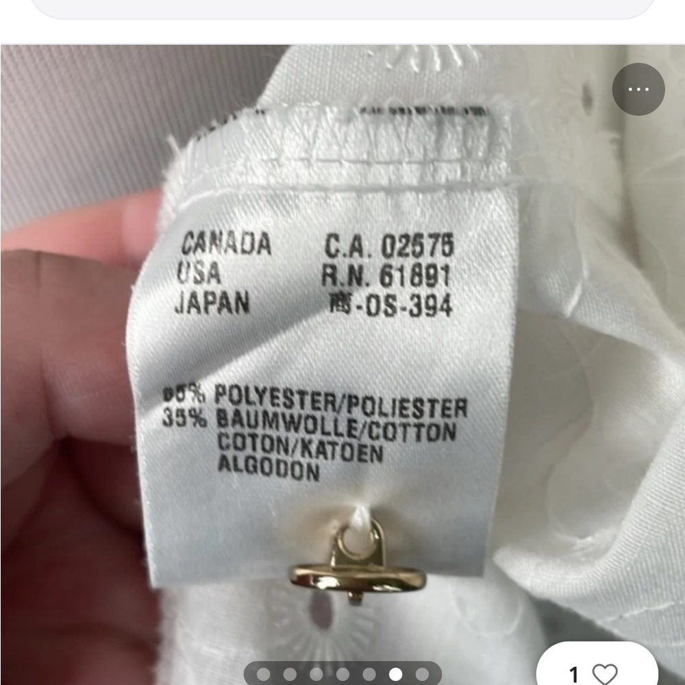 Escada Eyelet White Collared Button Down Quarter … - image 5